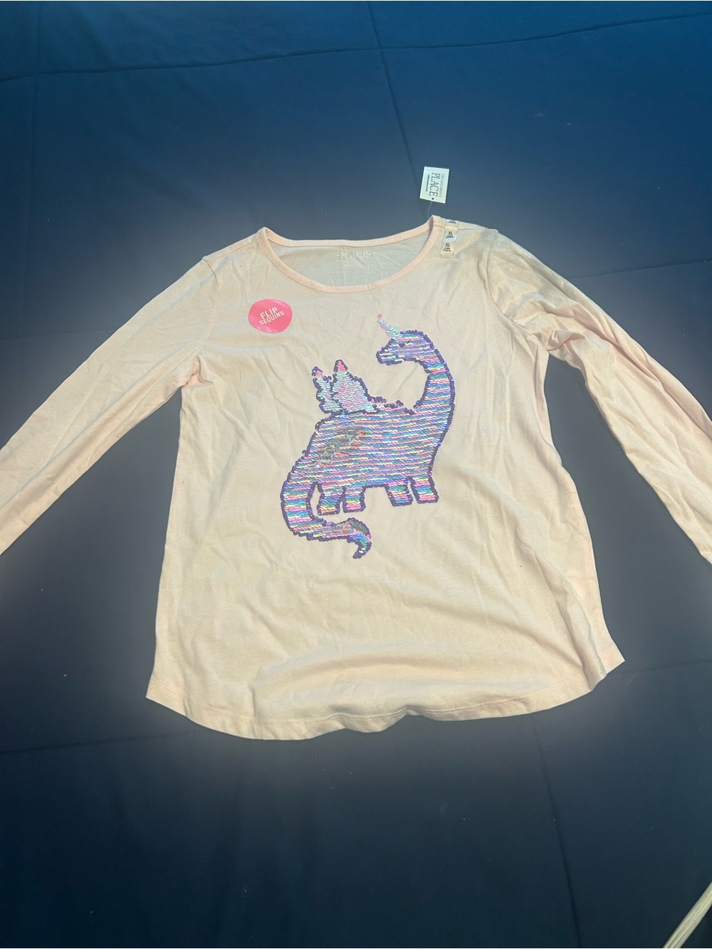 The Children's Place Light Pink Long-Sleeve Sequin Unicorn-Cat Tee